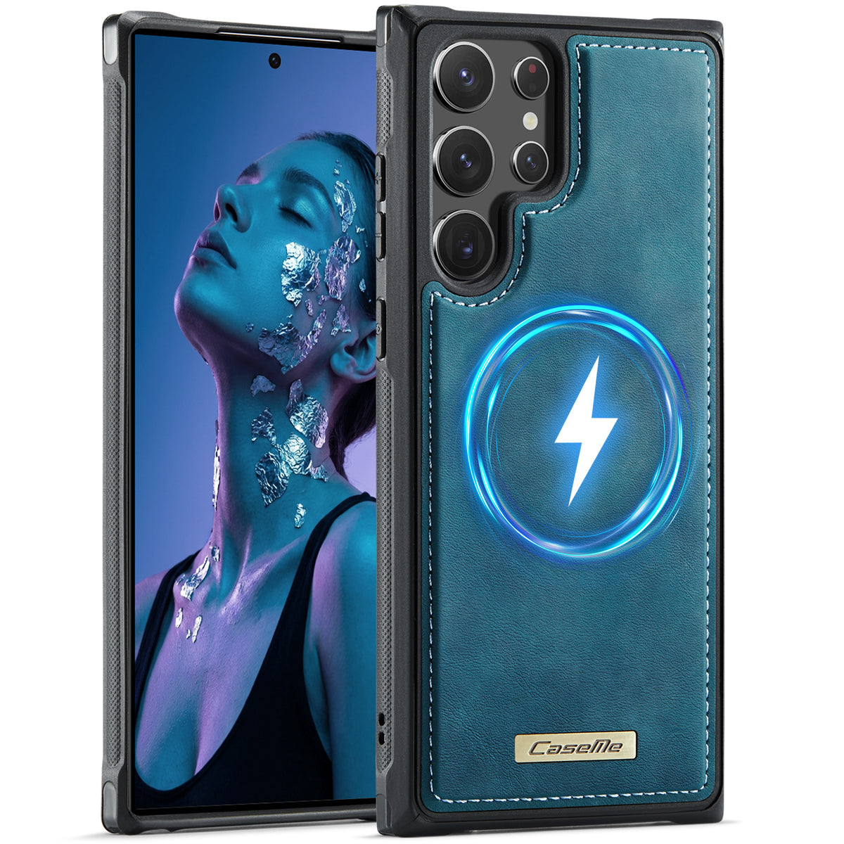 CaseMe för Samsung Galaxy S22 Ultra 5G C69-serien magnetiskt skal läderbelagt TPU-mobilskydd