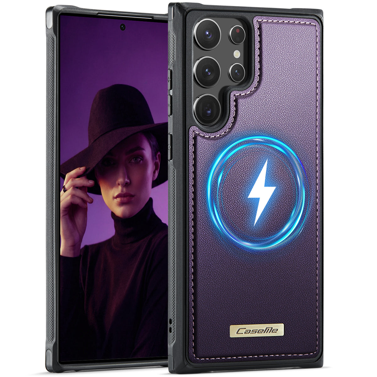 CaseMe för Samsung Galaxy S22 Ultra 5G C69-serien magnetiskt skal läderbelagt TPU-mobilskydd