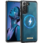 CaseMe til Samsung Galaxy S21 FE 5G C69-serien magnetisk cover TPU-telefoncover med læderbelægning