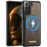CaseMe til Samsung Galaxy S21 FE 5G C69-serien magnetisk cover TPU-telefoncover med læderbelægning