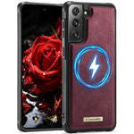 CaseMe til Samsung Galaxy S21 FE 5G C69-serien magnetisk cover TPU-telefoncover med læderbelægning