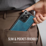 CaseMe For Samsung Galaxy S21 Ultra 5G C69 Series Magnetic Case Leather Coated TPU Phone Cover