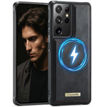 CaseMe til Samsung Galaxy S21 Ultra 5G C69-serien, magnetisk cover, TPU-mobilbeskyttelse med læderbeklædning