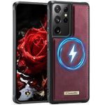 CaseMe For Samsung Galaxy S21 Ultra 5G C69 Series Magnetic Case Leather Coated TPU Phone Cover