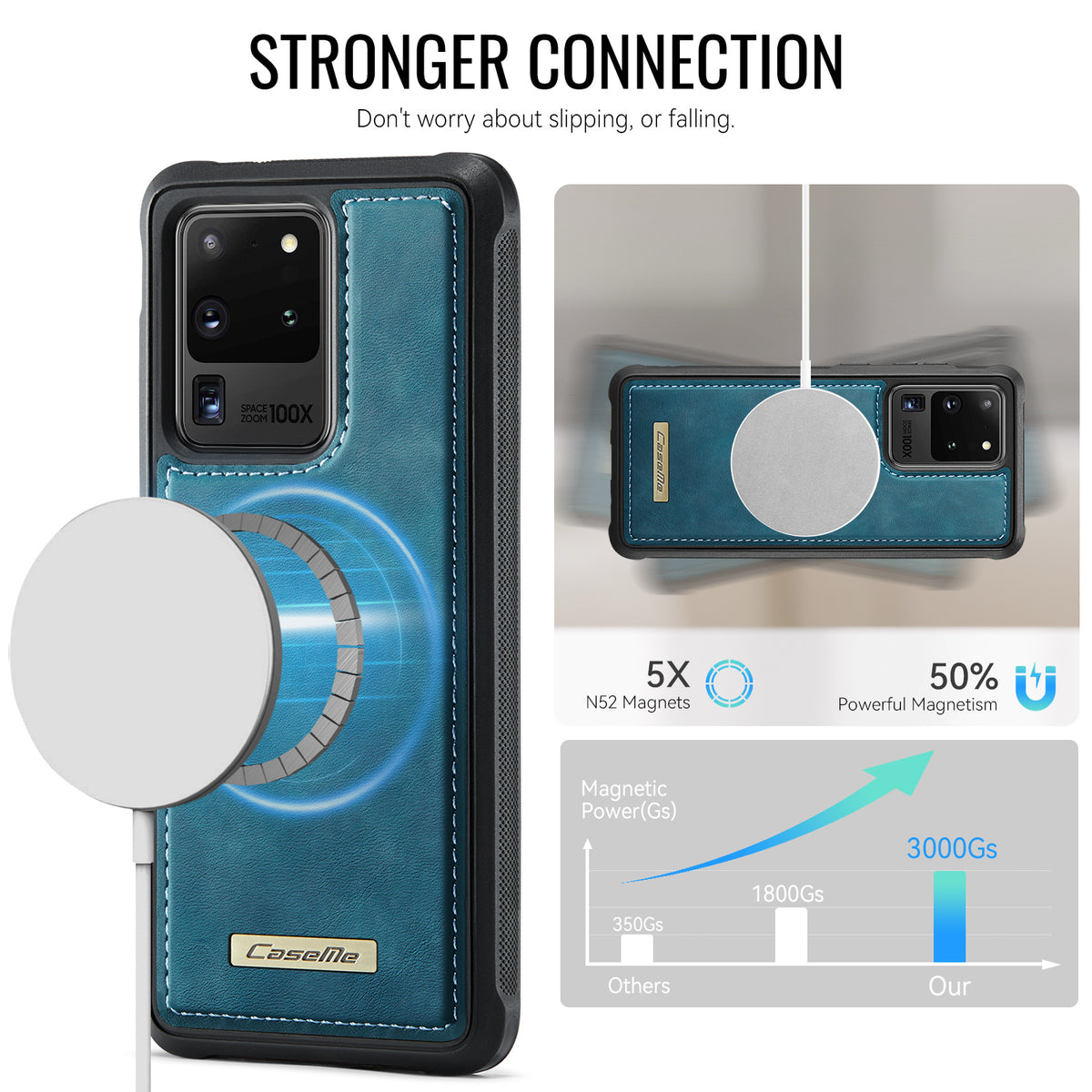 CaseMe för Samsung Galaxy S20 Ultra C69-serien magnetiskt skal läderbelagt TPU-mobilskal