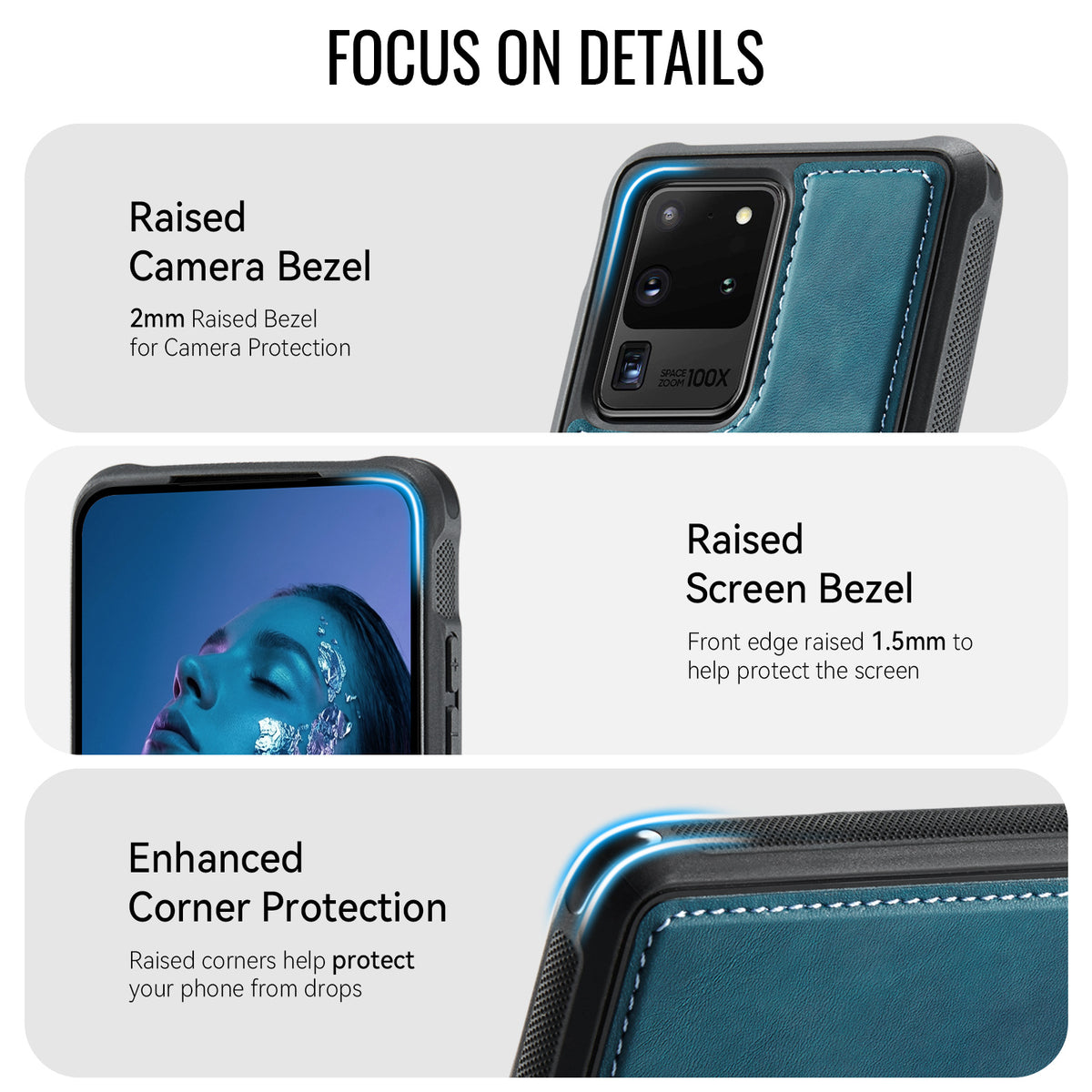 CaseMe för Samsung Galaxy S20 Ultra C69-serien magnetiskt skal läderbelagt TPU-mobilskal