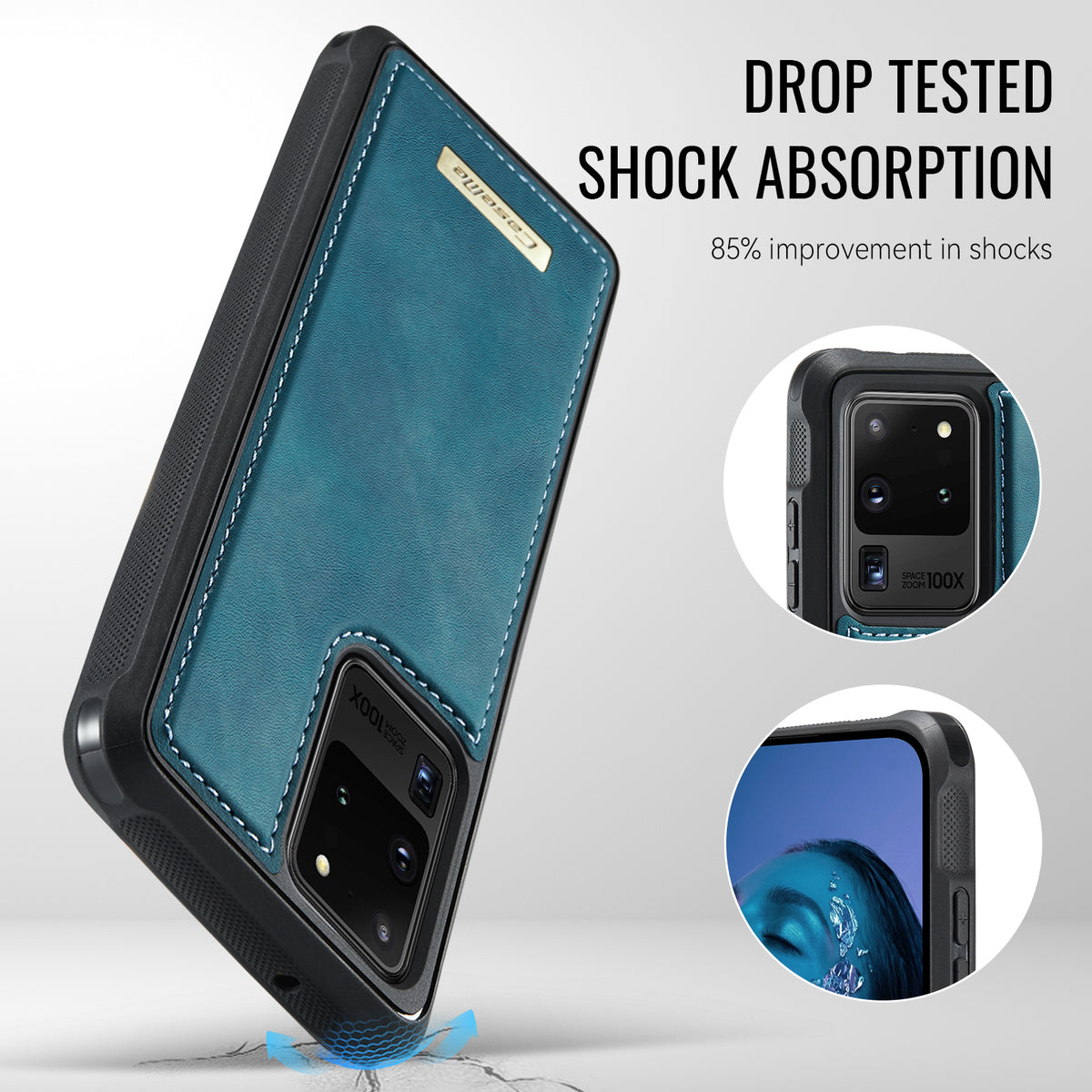 CaseMe magnetisk cover i C69-serien til Samsung Galaxy S20 Ultra, TPU-mobilcover med læderbelægning