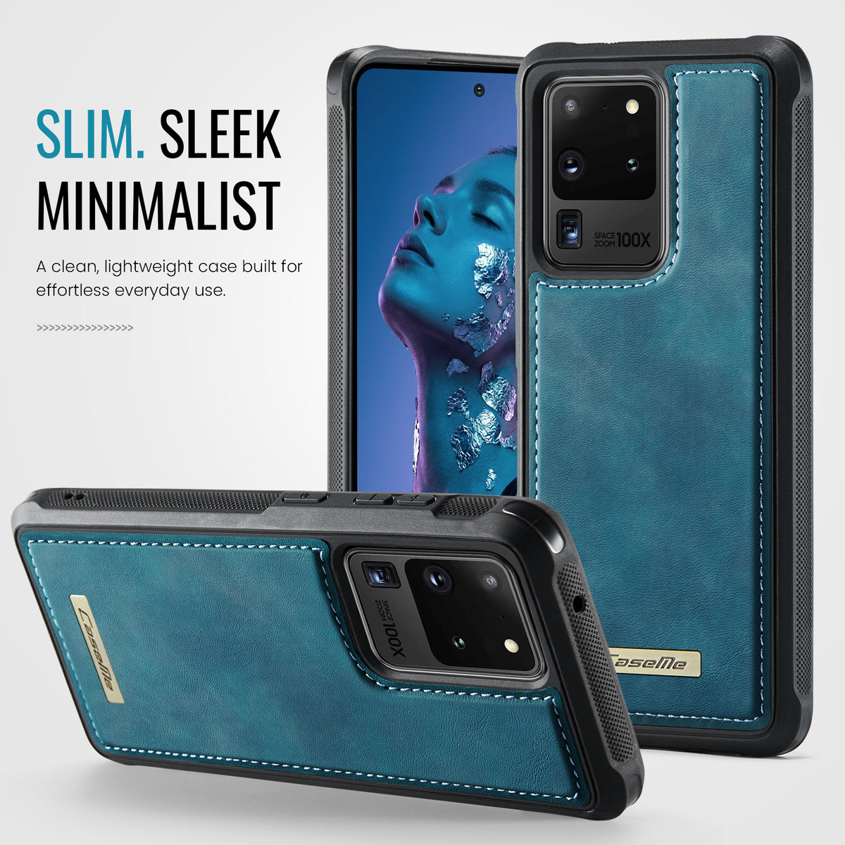 CaseMe magnetisk cover i C69-serien til Samsung Galaxy S20 Ultra, TPU-mobilcover med læderbelægning