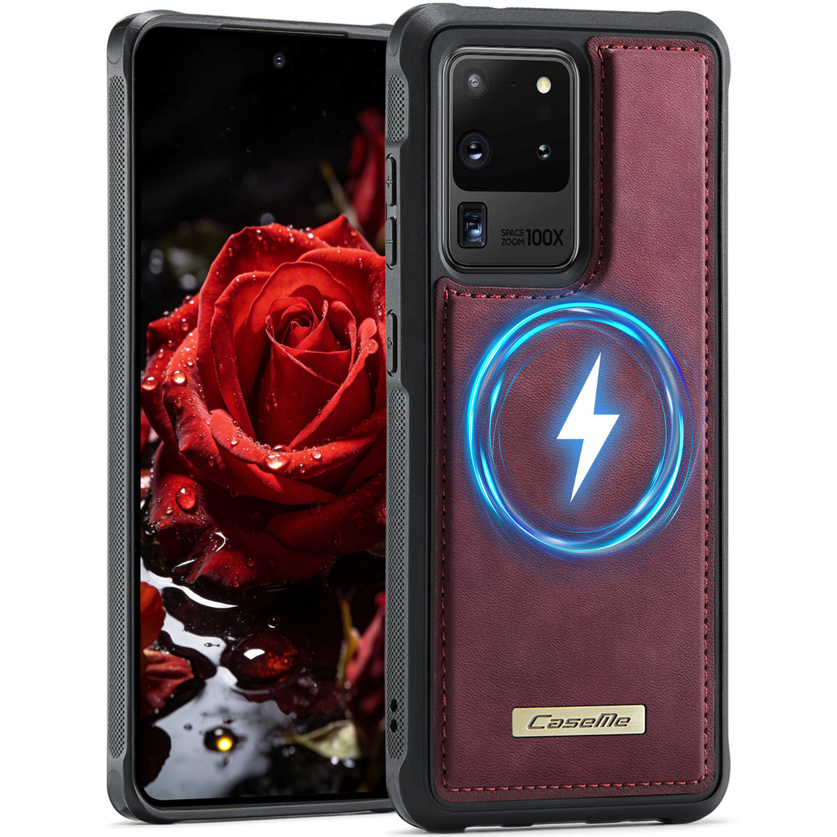 CaseMe magnetisk cover i C69-serien til Samsung Galaxy S20 Ultra, TPU-mobilcover med læderbelægning