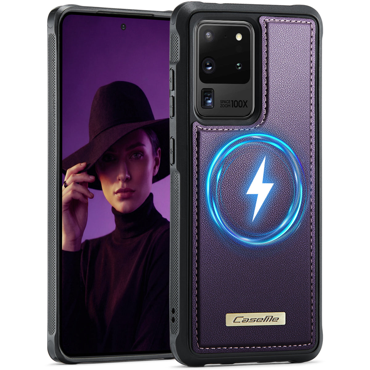 CaseMe magnetisk cover i C69-serien til Samsung Galaxy S20 Ultra, TPU-mobilcover med læderbelægning