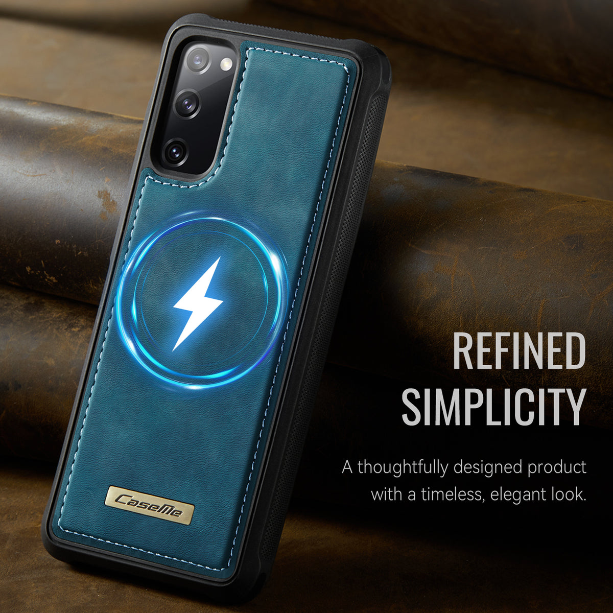 CaseMe For Samsung Galaxy S20 FE C69 Series Magnetic Case Leather Coated TPU Phone Cover