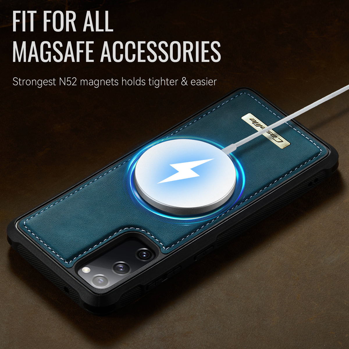 CaseMe For Samsung Galaxy S20 FE C69 Series Magnetic Case Leather Coated TPU Phone Cover