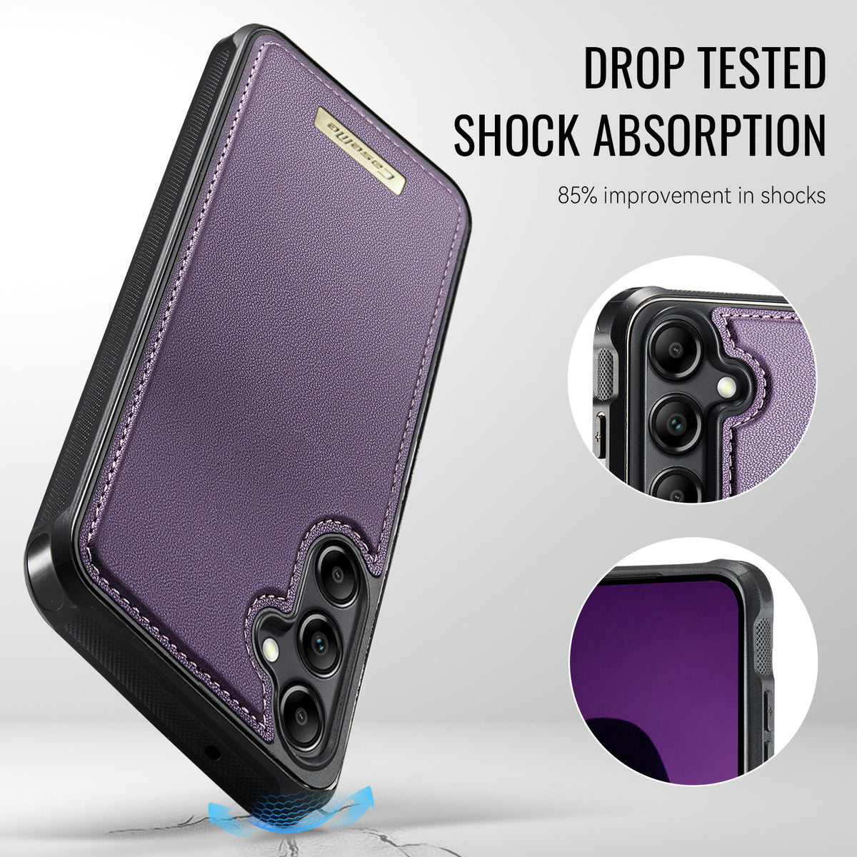CaseMe For Samsung Galaxy M44 5G / Galaxy A14 5G C69 Series Magnetic Case Leather Coated TPU Phone Cover