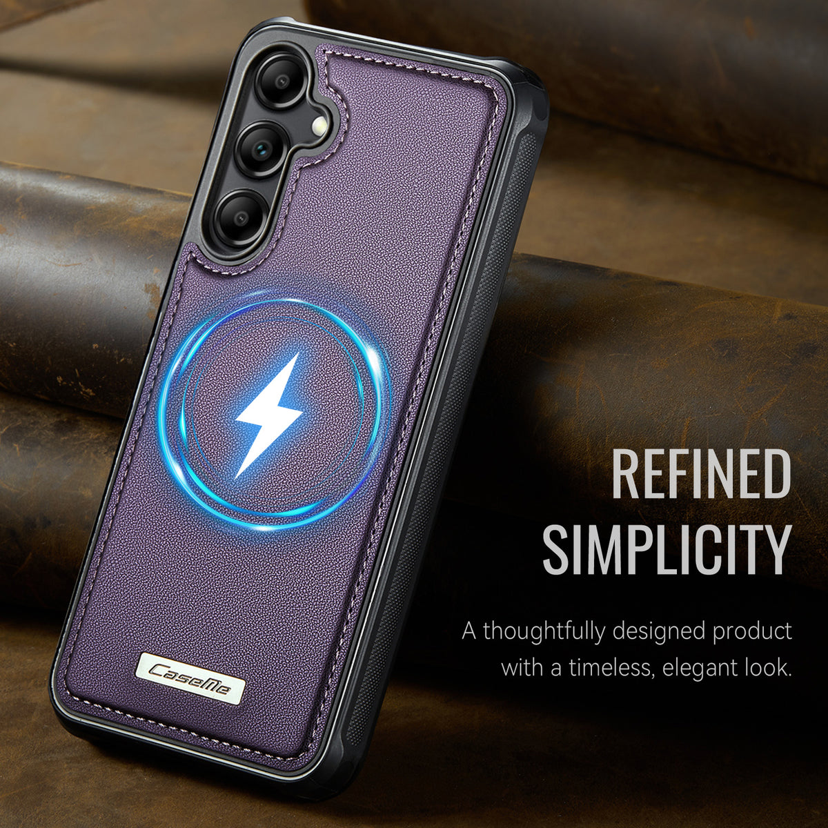 CaseMe For Samsung Galaxy M44 5G / Galaxy A14 5G C69 Series Magnetic Case Leather Coated TPU Phone Cover