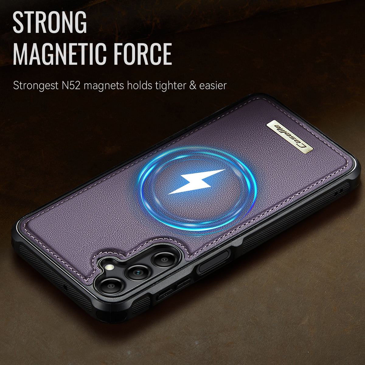 CaseMe For Samsung Galaxy M44 5G / Galaxy A14 5G C69 Series Magnetic Case Leather Coated TPU Phone Cover