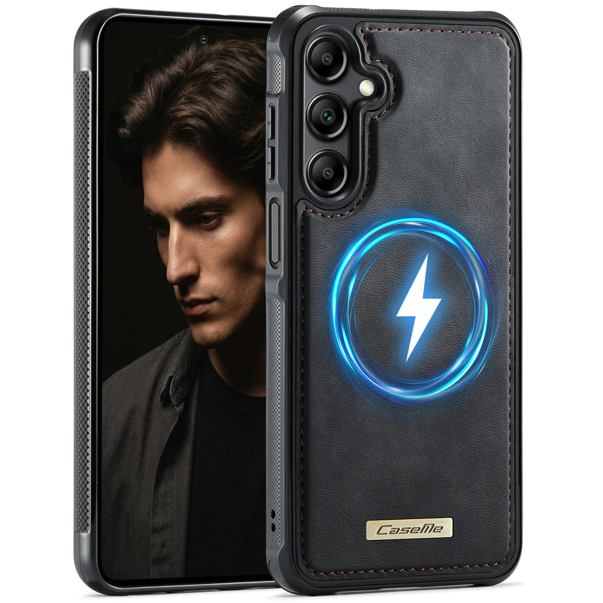 CaseMe For Samsung Galaxy M44 5G / Galaxy A14 5G C69 Series Magnetic Case Leather Coated TPU Phone Cover