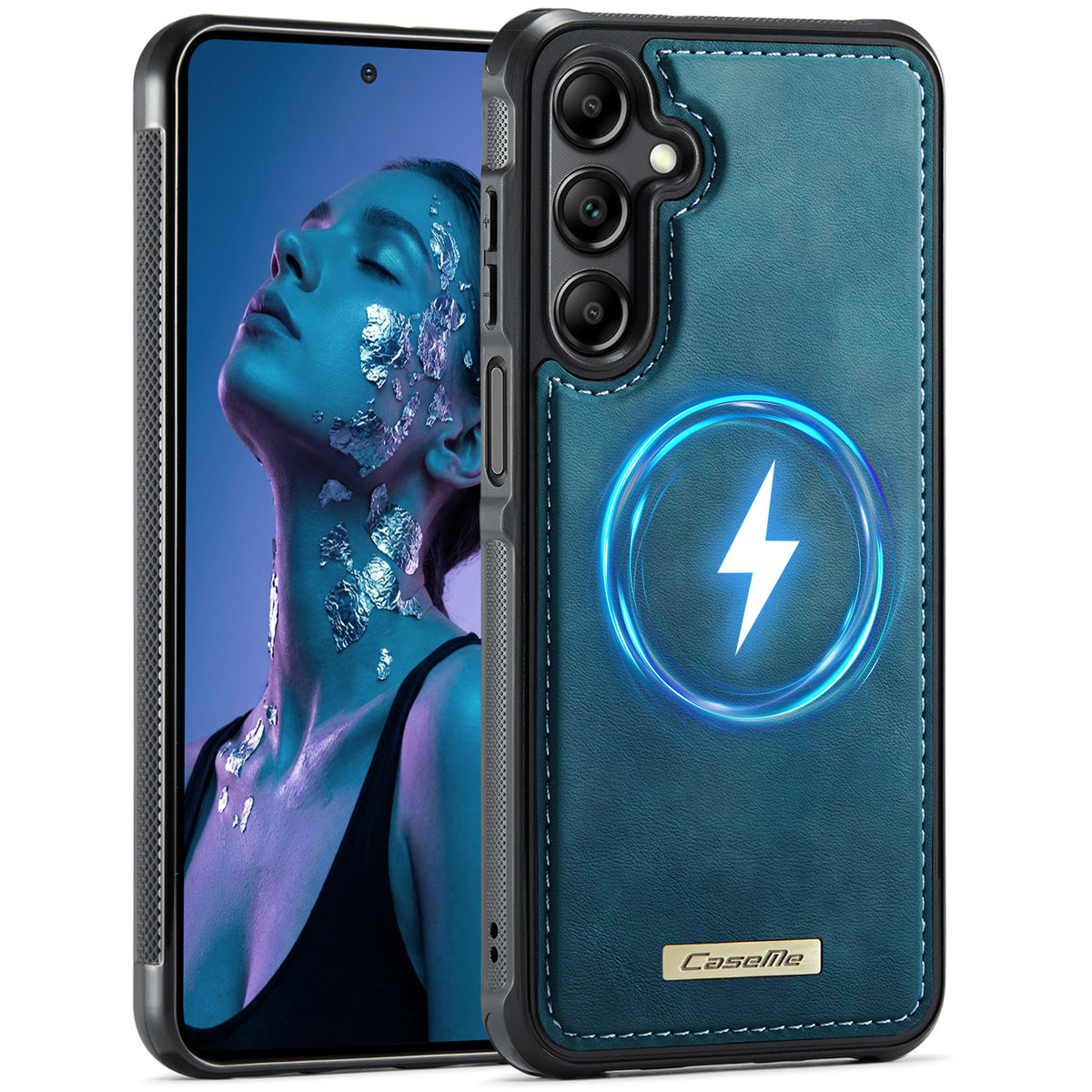 CaseMe For Samsung Galaxy M44 5G / Galaxy A14 5G C69 Series Magnetic Case Leather Coated TPU Phone Cover