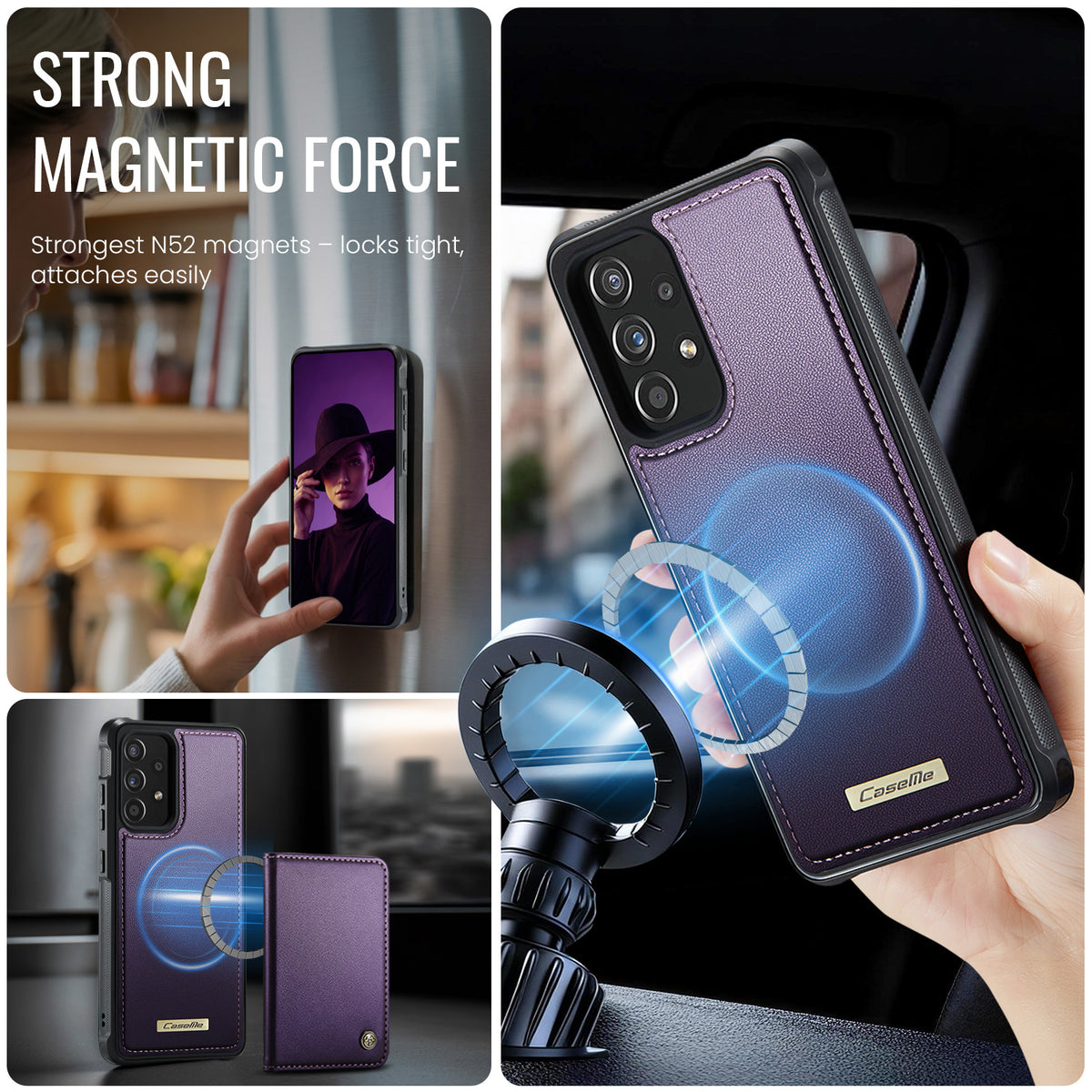 CaseMe For Samsung Galaxy A53 5G C69 Series Magnetic Case Leather Coated TPU Phone Cover