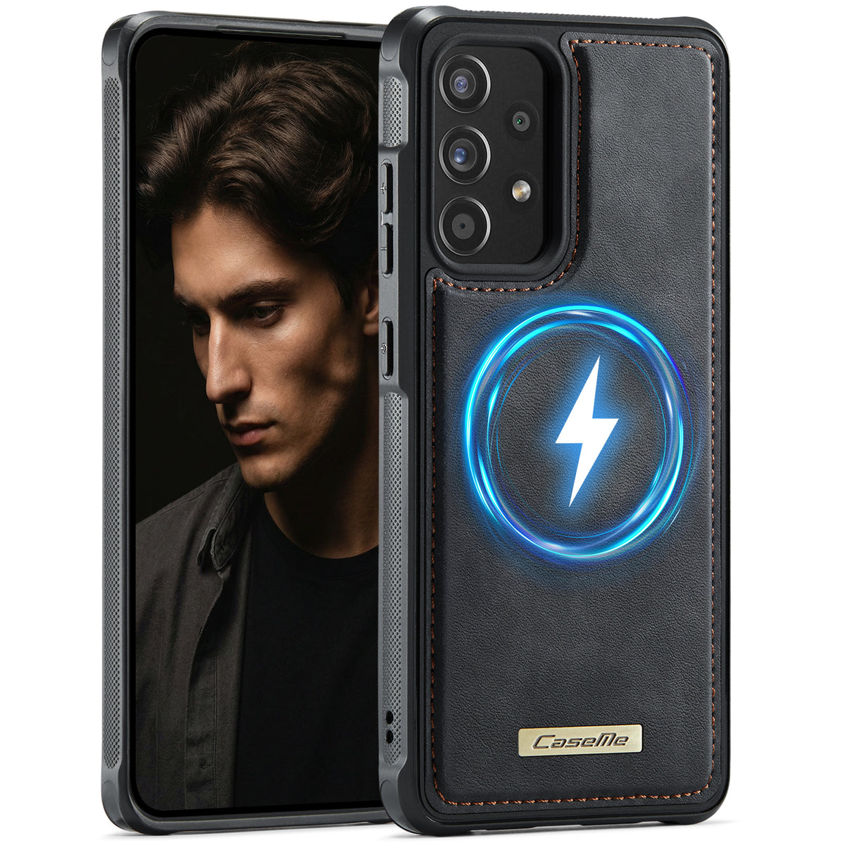 CaseMe For Samsung Galaxy A53 5G C69 Series Magnetic Case Leather Coated TPU Phone Cover