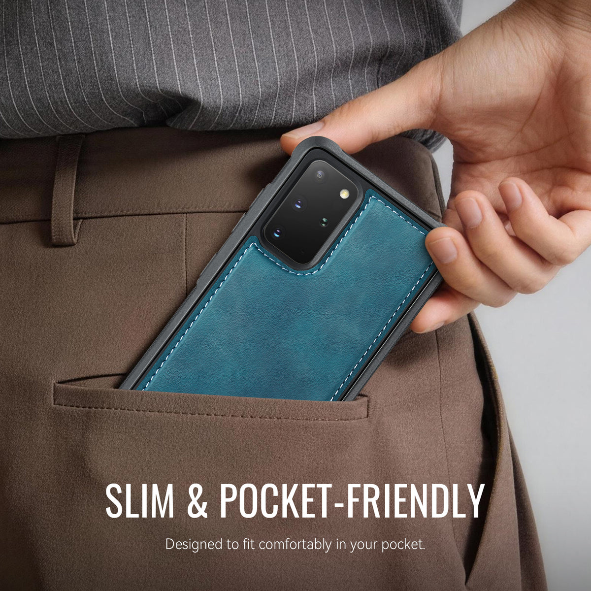 CaseMe For Samsung Galaxy S20 Plus 4G / Galaxy S20 Plus 5G C69 Series Magnetic Case Leather Coated TPU Phone Cover