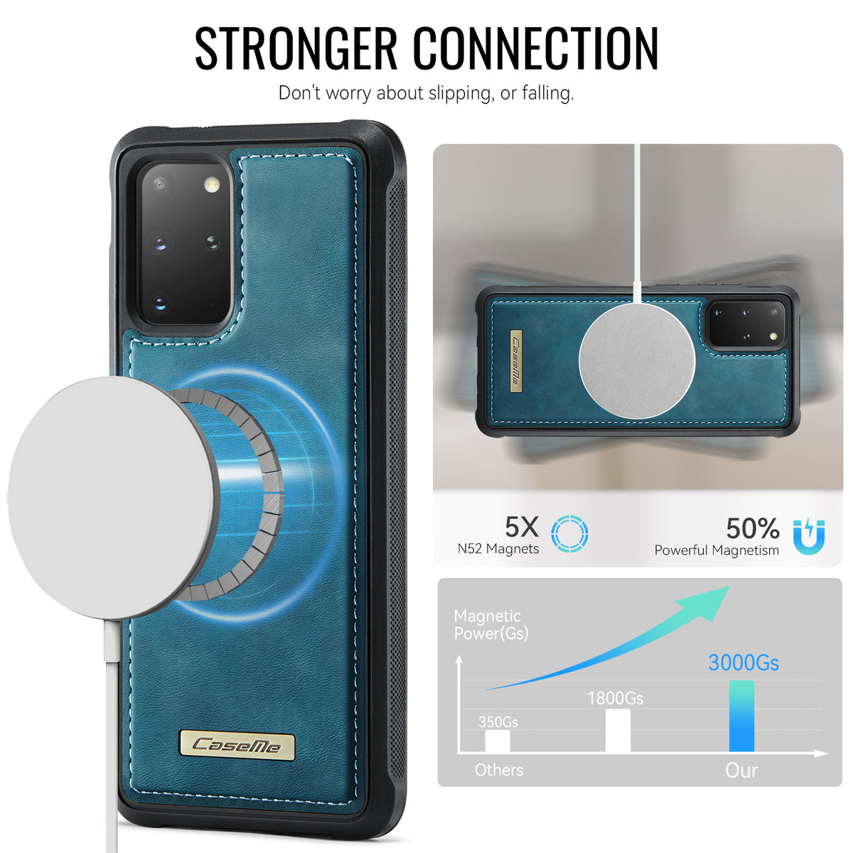 CaseMe For Samsung Galaxy S20 Plus 4G / Galaxy S20 Plus 5G C69 Series Magnetic Case Leather Coated TPU Phone Cover
