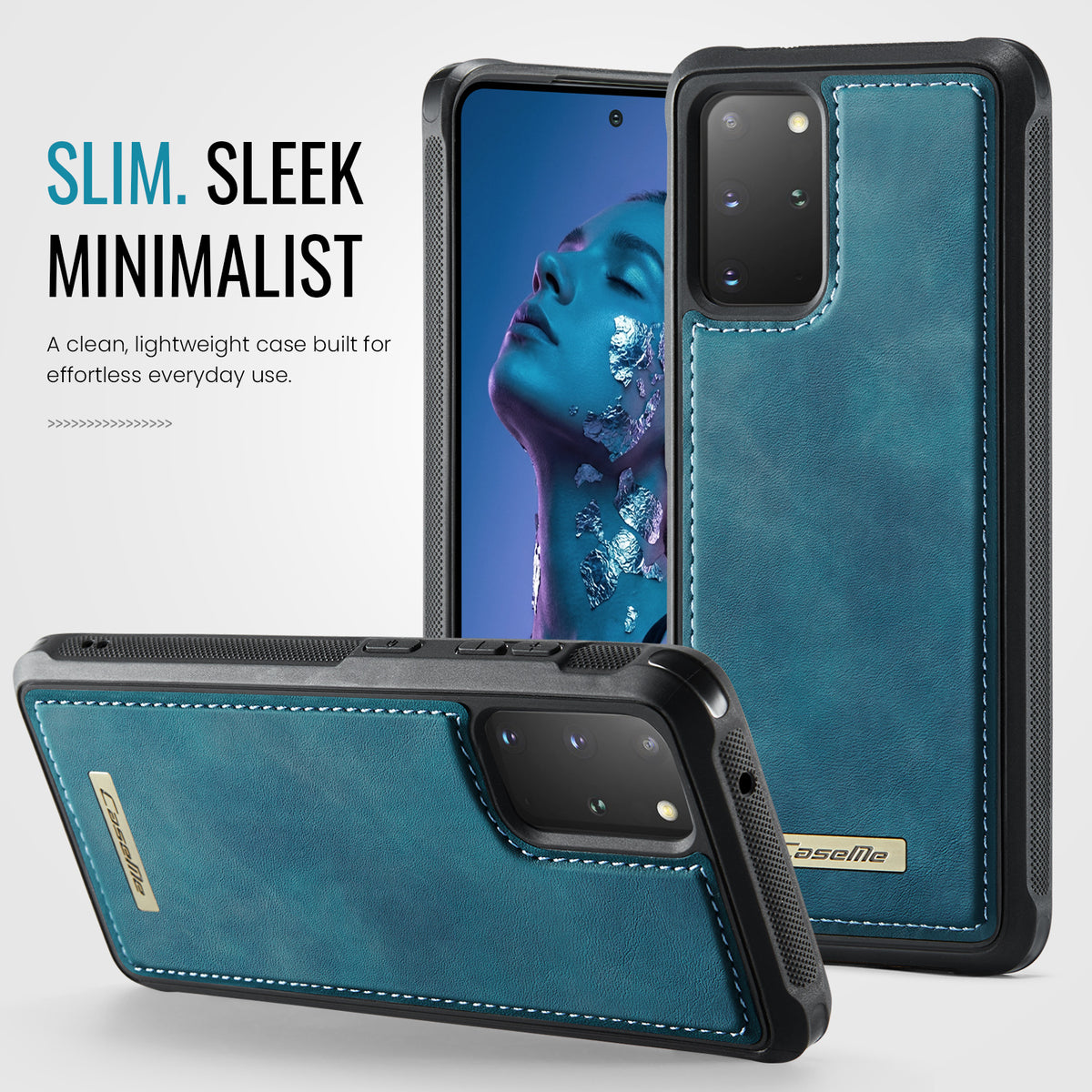 CaseMe For Samsung Galaxy S20 Plus 4G / Galaxy S20 Plus 5G C69 Series Magnetic Case Leather Coated TPU Phone Cover