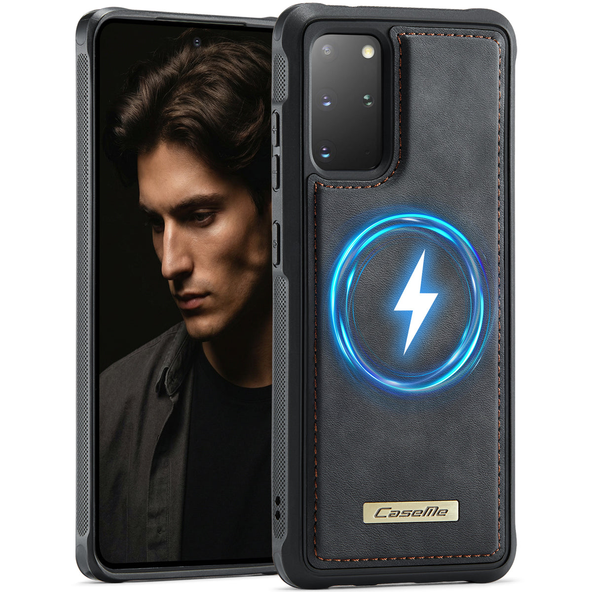 CaseMe For Samsung Galaxy S20 Plus 4G / Galaxy S20 Plus 5G C69 Series Magnetic Case Leather Coated TPU Phone Cover
