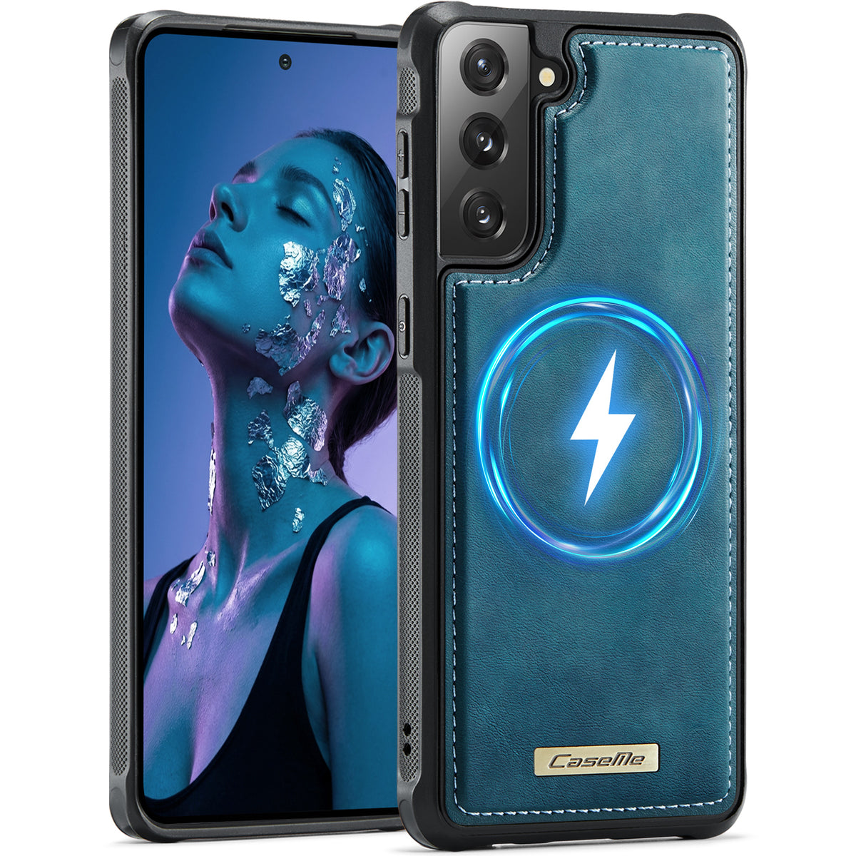 CaseMe til Samsung Galaxy S21 4G / Galaxy S21 5G C69-serien magnetisk cover, læderbelagt TPU-telefoncover