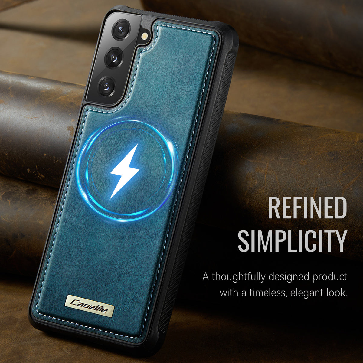 CaseMe til Samsung Galaxy S21 4G / Galaxy S21 5G C69-serien magnetisk cover, læderbelagt TPU-telefoncover