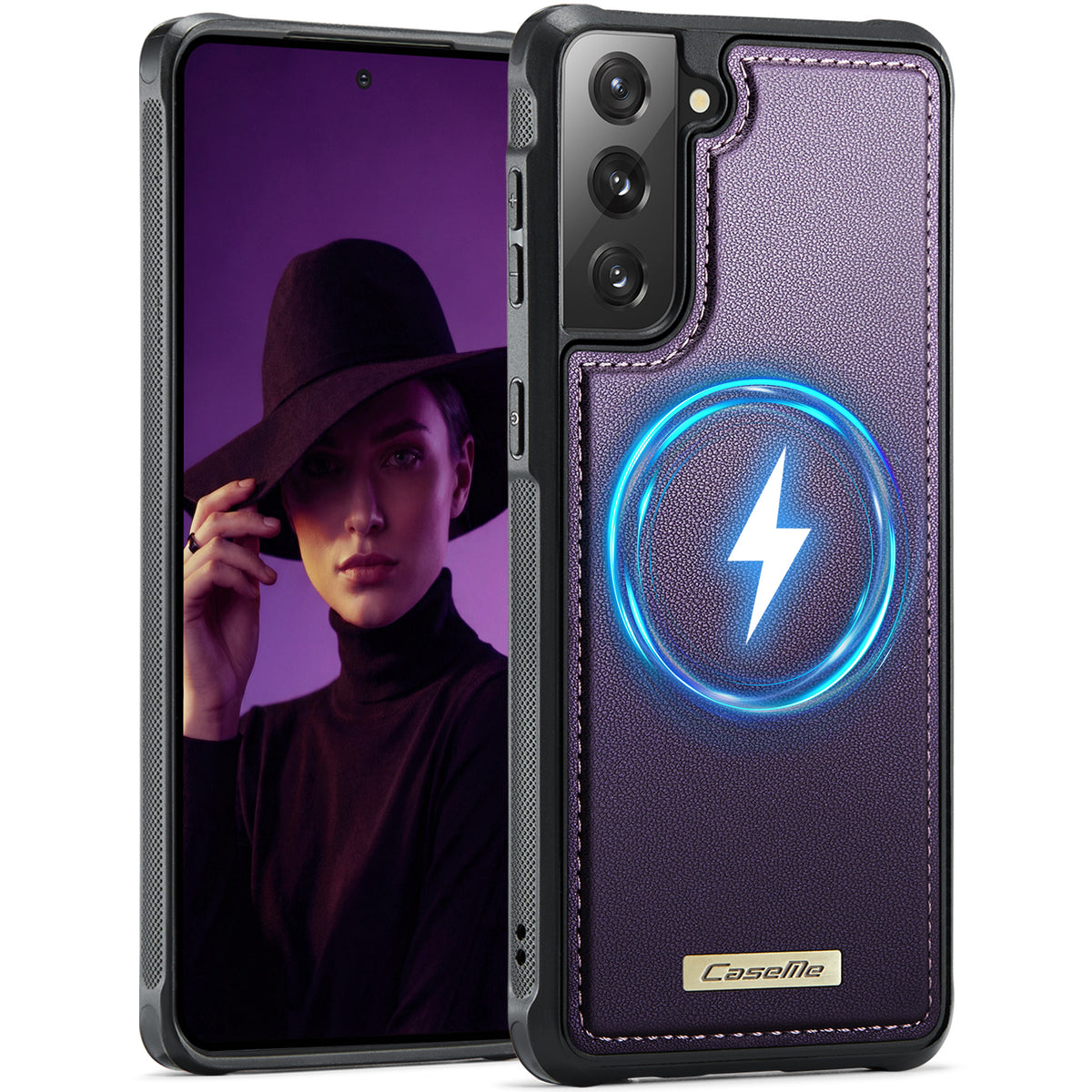 CaseMe til Samsung Galaxy S21 4G / Galaxy S21 5G C69-serien magnetisk cover, læderbelagt TPU-telefoncover