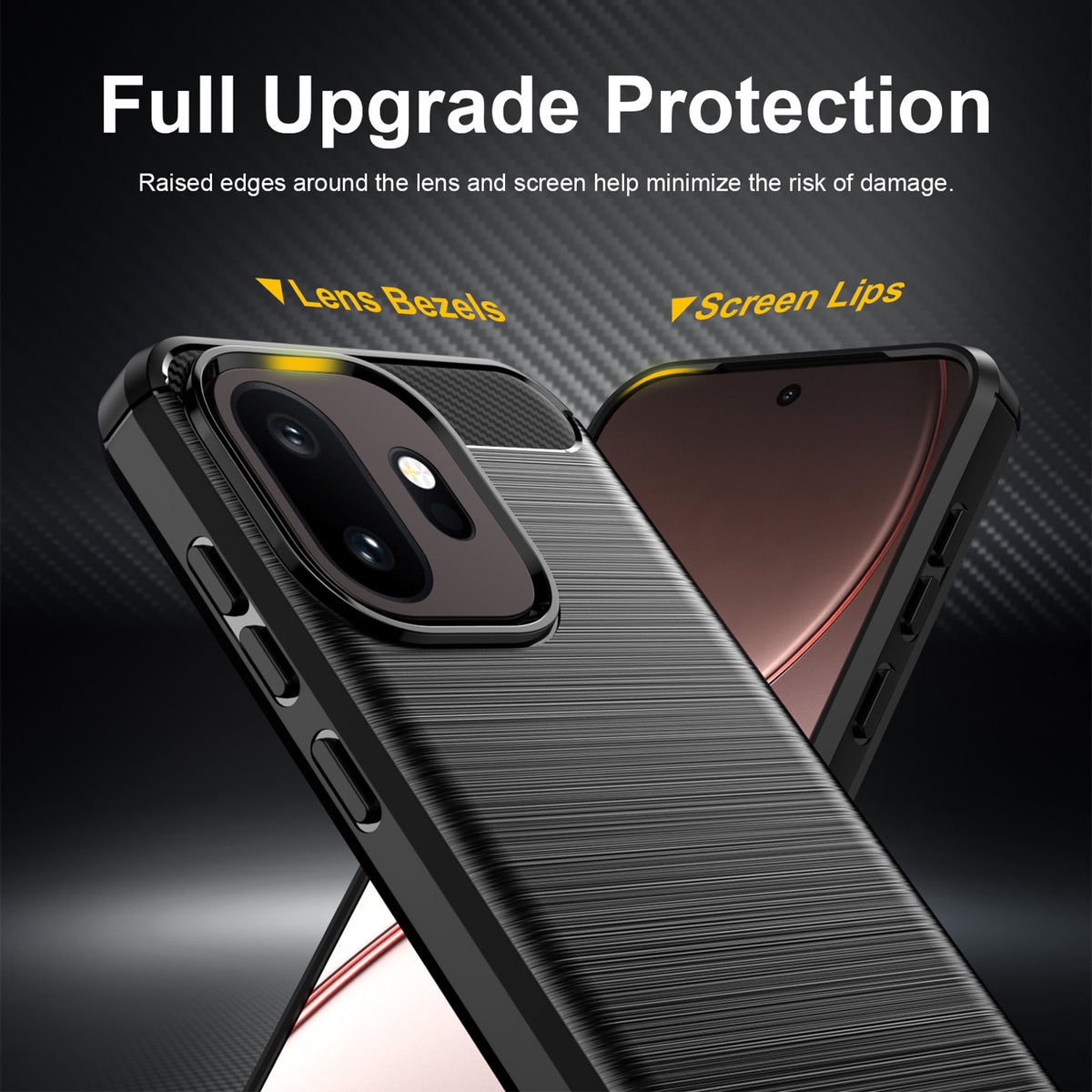 Mofi För OnePlus 15T 5G Bakstycke Borstad Textur Kolfiber Mjukt TPU-skal