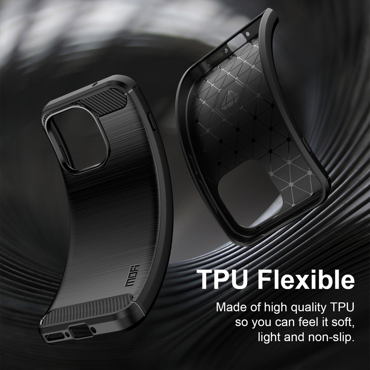 Mofi För OnePlus 15T 5G Bakstycke Borstad Textur Kolfiber Mjukt TPU-skal
