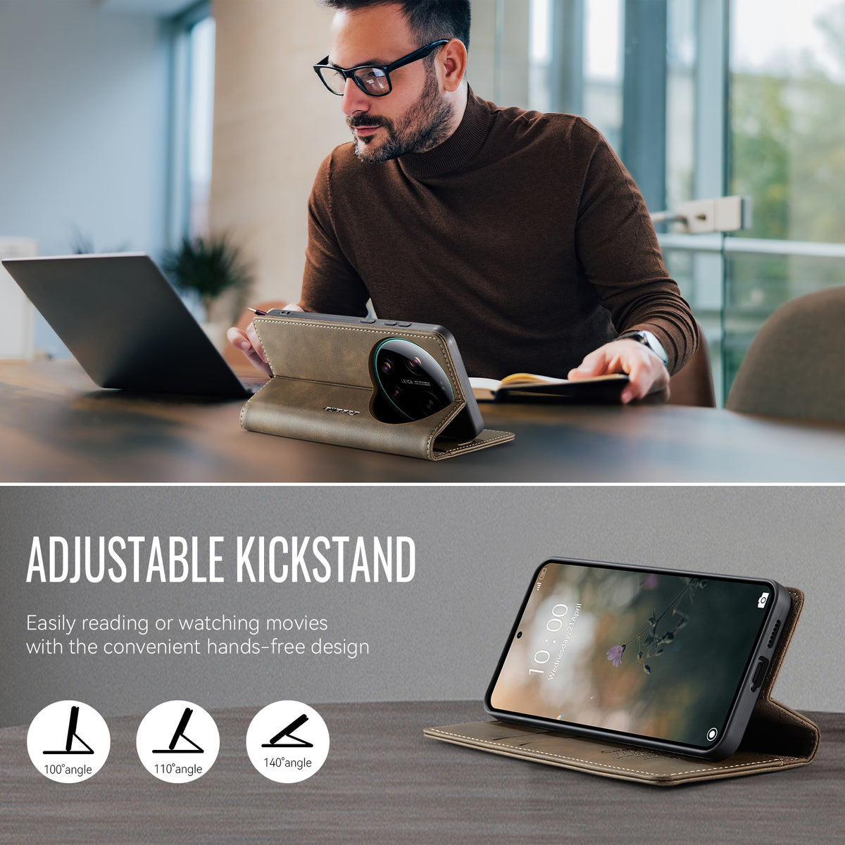 CaseMe For Xiaomi 17 Ultra 5G Case 033 Series RFID Blocking Wallet Stand Calf Texture Leather Phone Cover