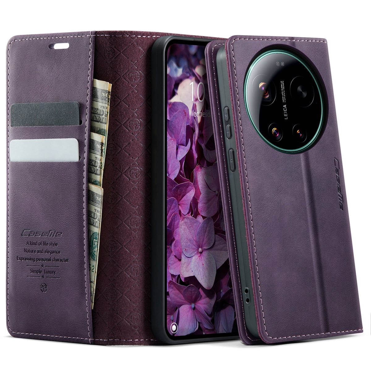 CaseMe For Xiaomi 17 Ultra 5G Case 033 Series RFID Blocking Wallet Stand Calf Texture Leather Phone Cover