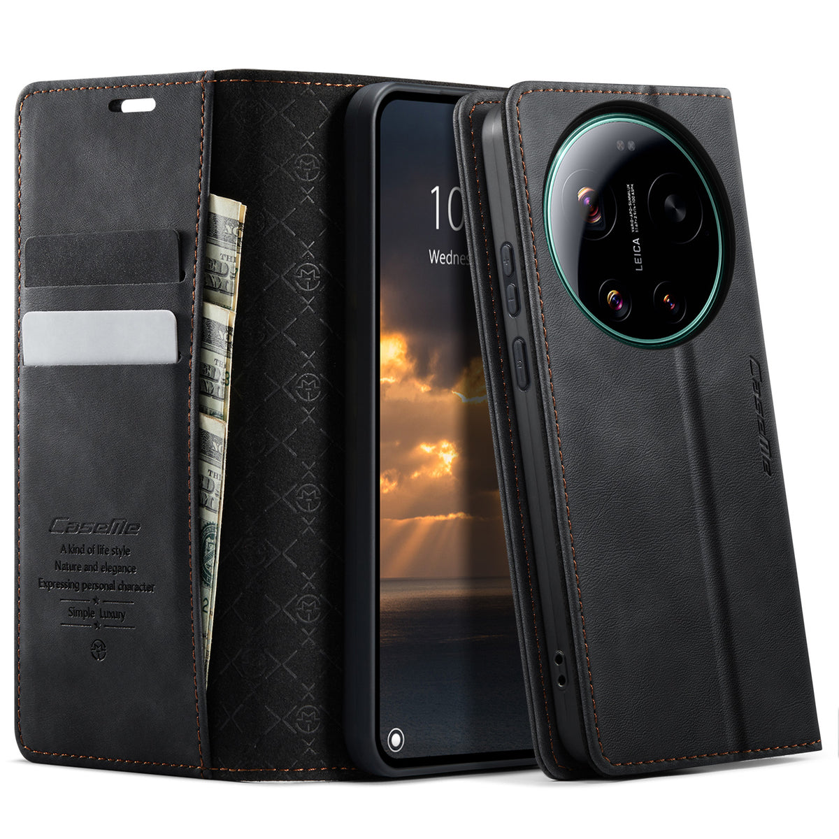 CaseMe For Xiaomi 17 Ultra 5G Case 033 Series RFID Blocking Wallet Stand Calf Texture Leather Phone Cover