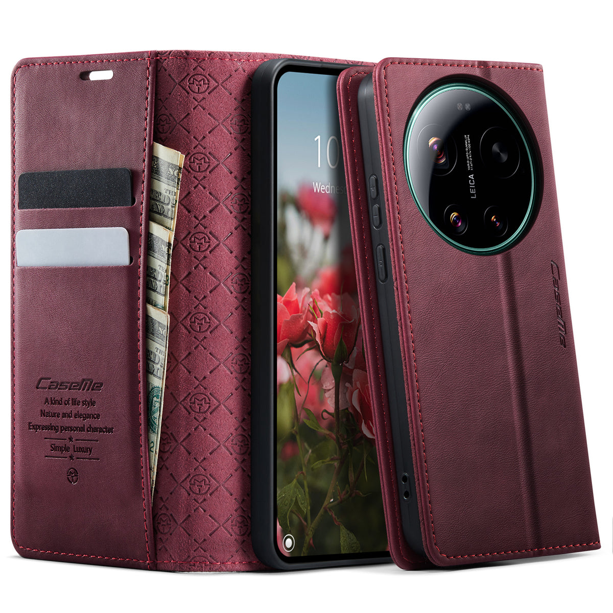 CaseMe For Xiaomi 17 Ultra 5G Case 033 Series RFID Blocking Wallet Stand Calf Texture Leather Phone Cover