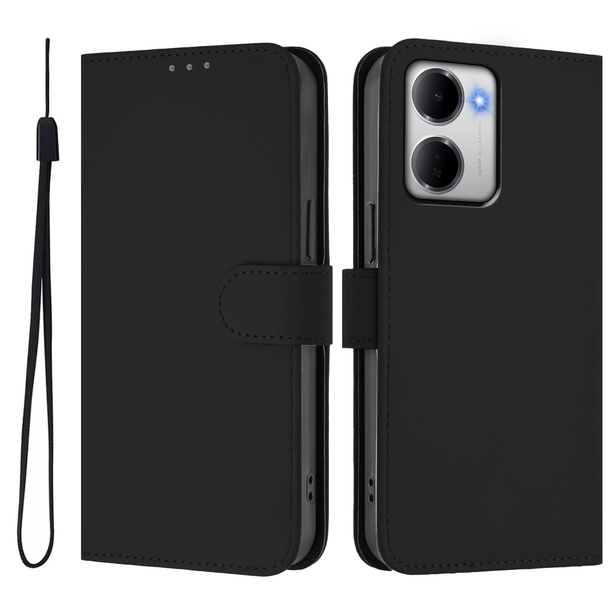 For Xiaomi Redmi 15a 5G Case Solid Color Wallet Leather Phone Cover with Strap