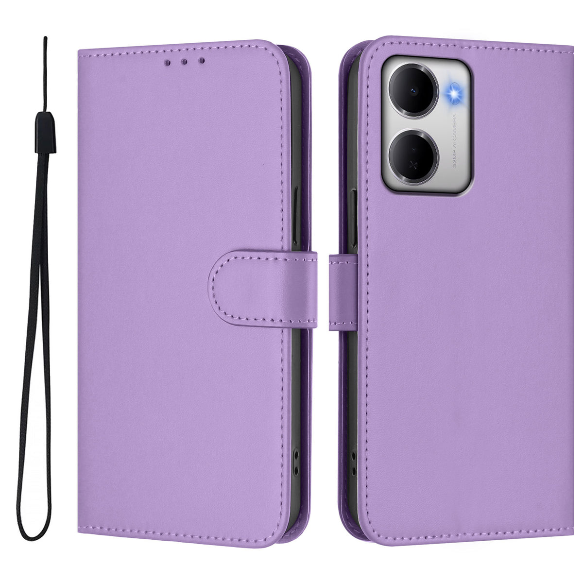 For Xiaomi Redmi 15a 5G Case Solid Color Wallet Leather Phone Cover with Strap