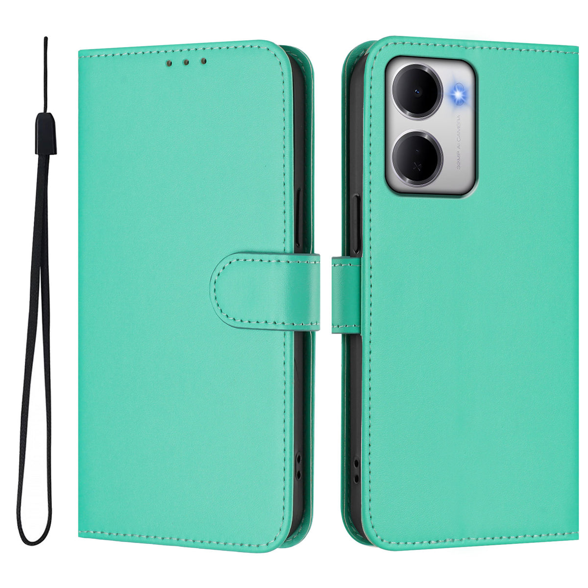 For Xiaomi Redmi 15a 5G Case Solid Color Wallet Leather Phone Cover with Strap
