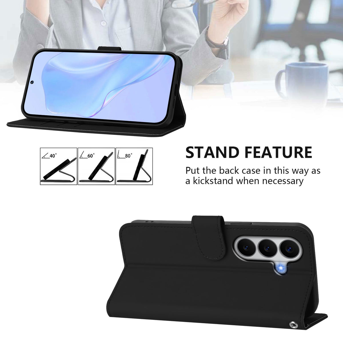For Samsung Galaxy A27 5G Case Solid Color Wallet Leather Phone Cover with Strap