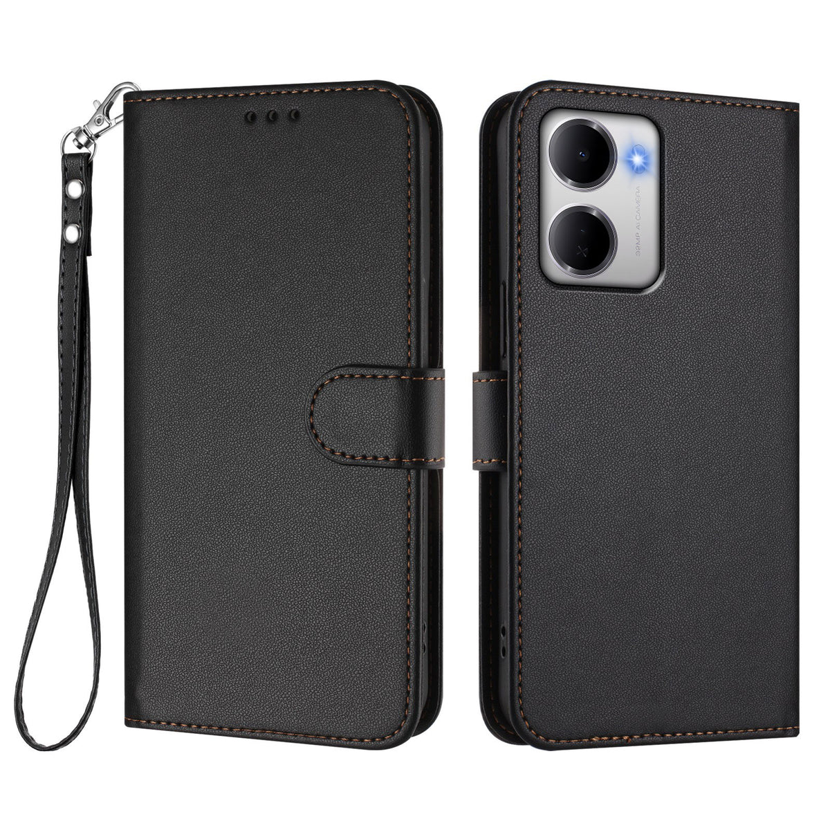 For Xiaomi Redmi 15a 5G Leather Case Wallet Stand Phone Cover with Wrist Strap