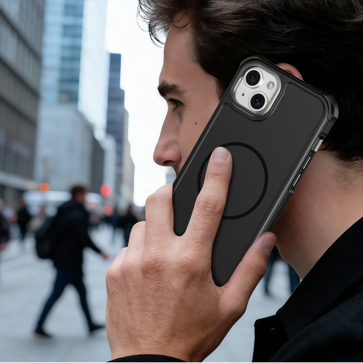 For iPhone 14 Plus / iPhone 15 Plus Magnetic Case Shockproof TPU PC Protective Cover
