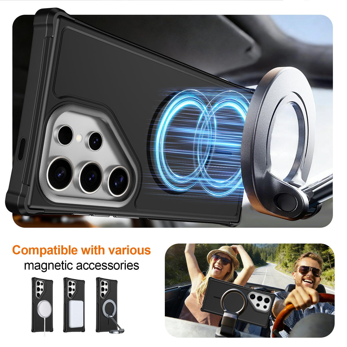 For Samsung Galaxy S22 Ultra 5G / Galaxy S23 Ultra Magnetic Case Shockproof TPU PC Protective Cover