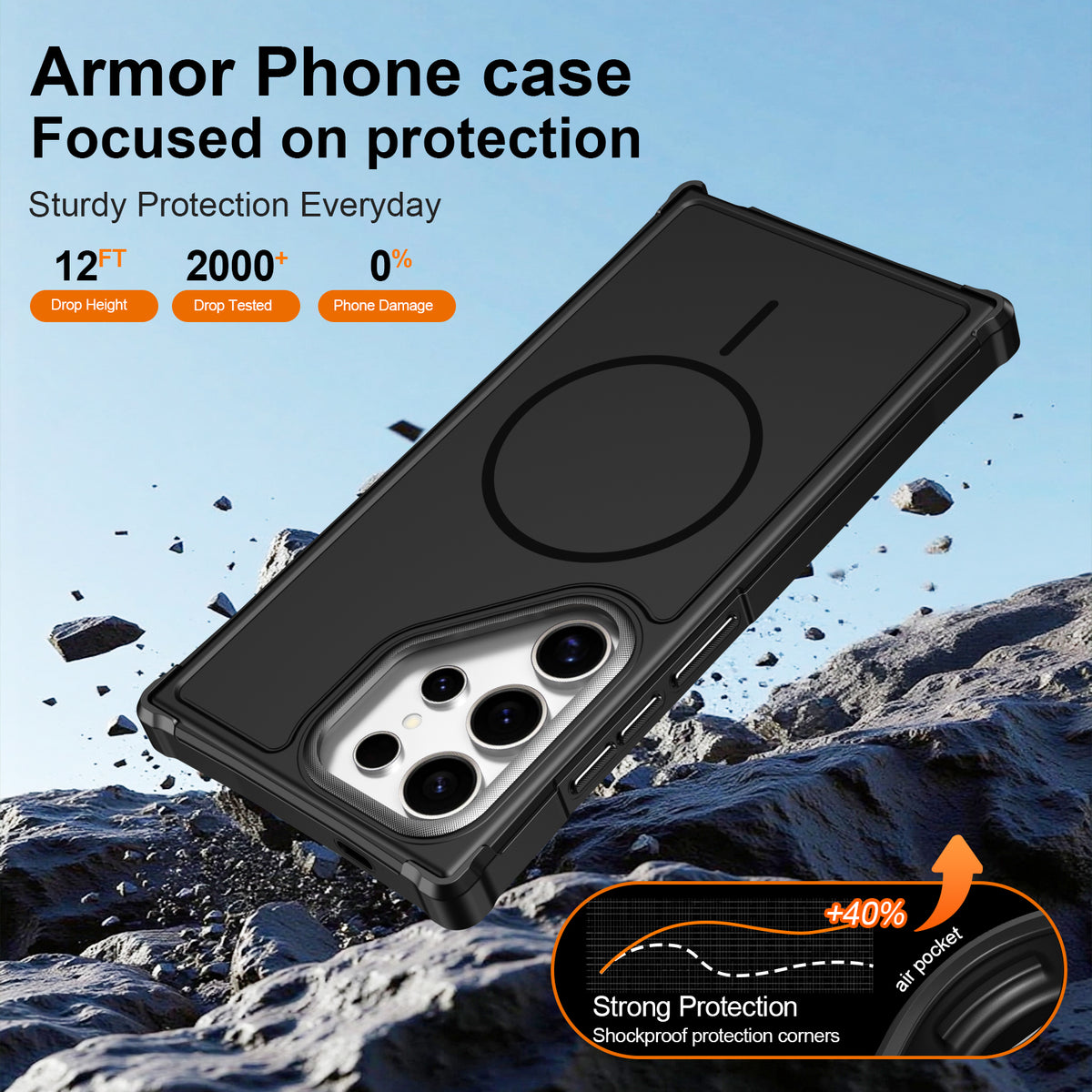 For Samsung Galaxy S22 Ultra 5G / Galaxy S23 Ultra Magnetic Case Shockproof TPU PC Protective Cover