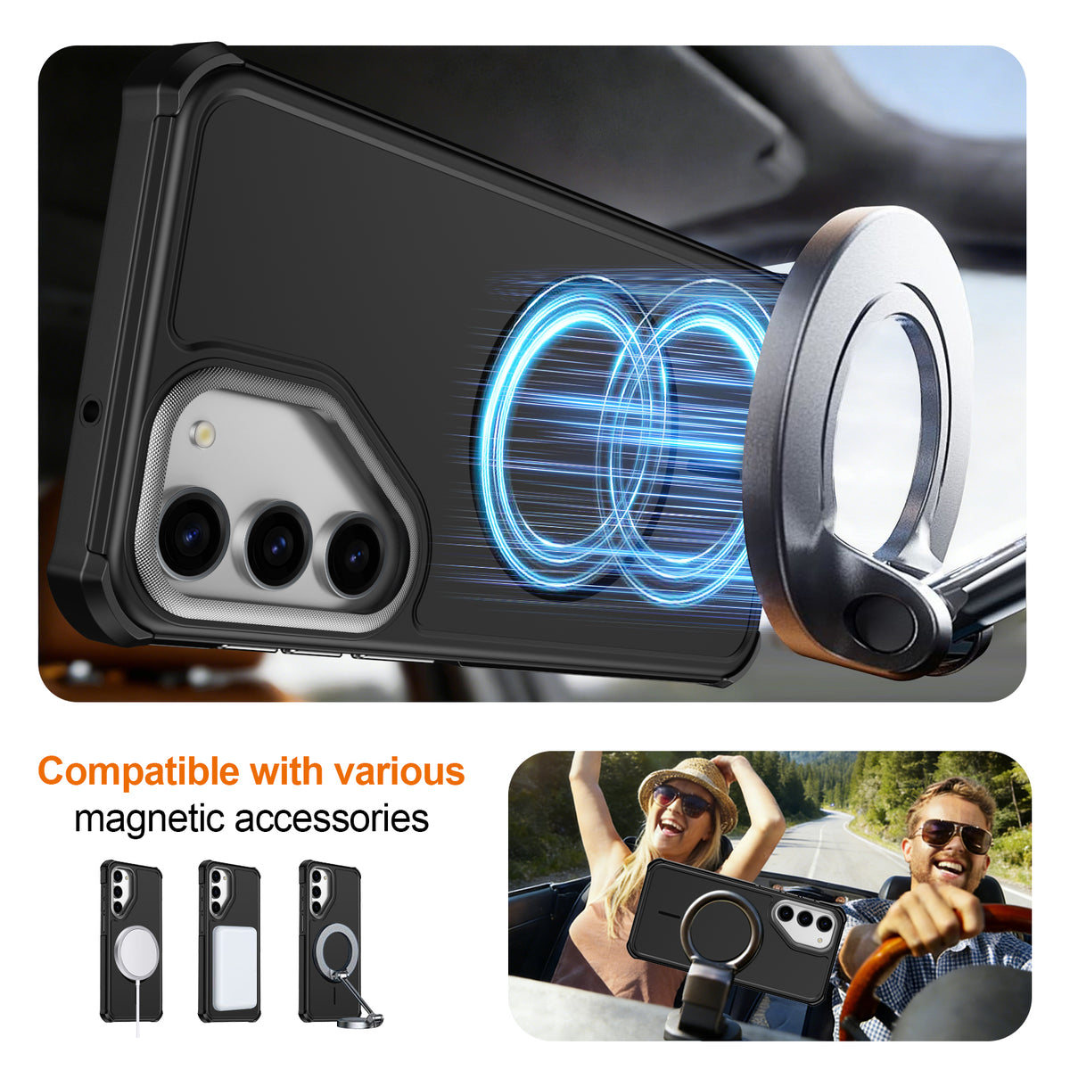 For Samsung Galaxy S23+ Magnetic Case Shockproof TPU PC Protective Cover
