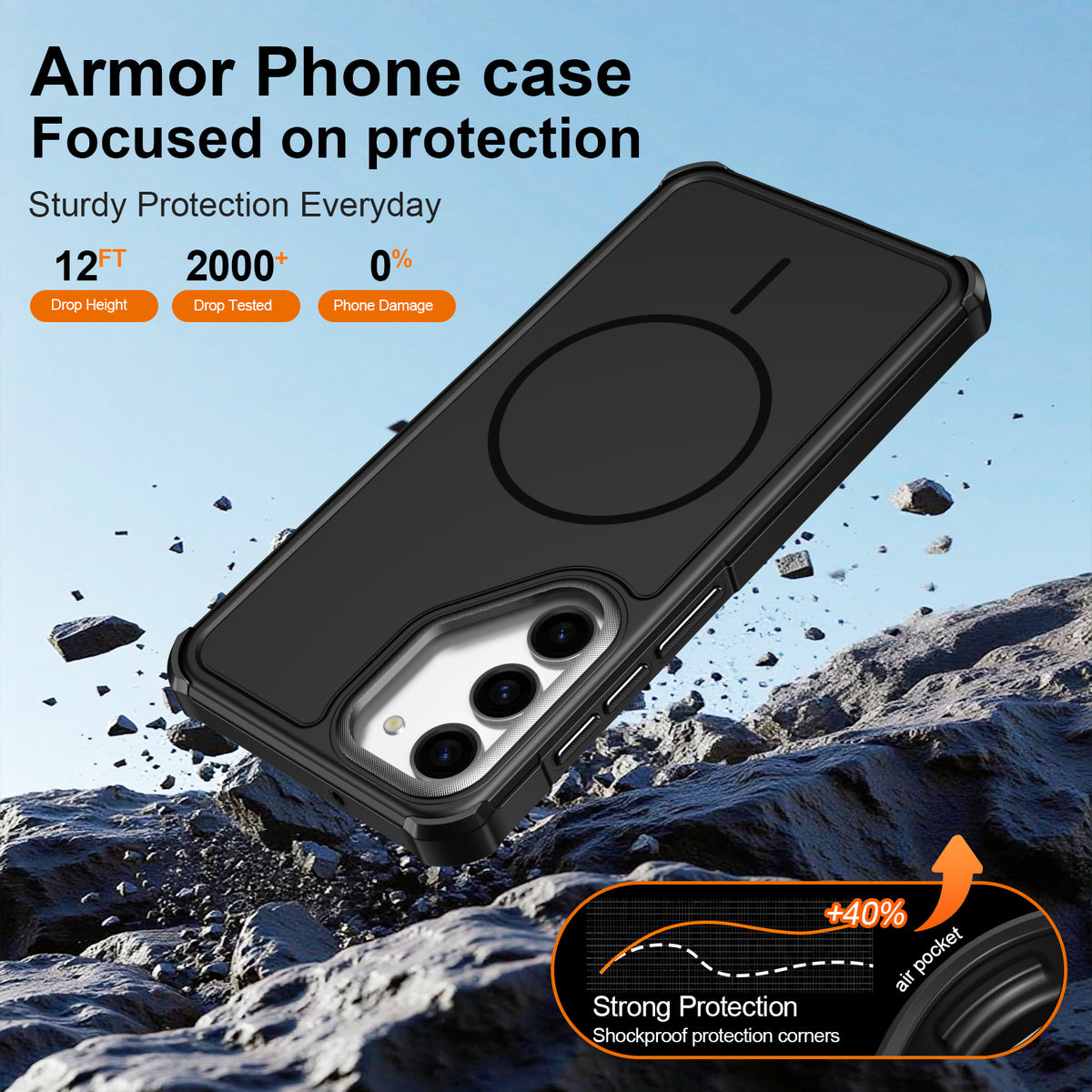 For Samsung Galaxy S23+ Magnetic Case Shockproof TPU PC Protective Cover