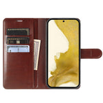 For Samsung Galaxy S22+ 5G Wallet Case Crazy Horse Texture Leather Flip Phone Cover with Magnetic Closure