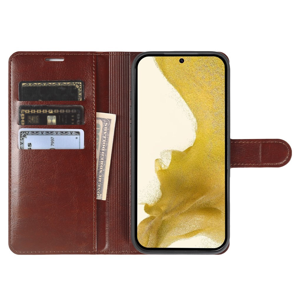 For Samsung Galaxy S22+ 5G Wallet Case Crazy Horse Texture Leather Flip Phone Cover with Magnetic Closure