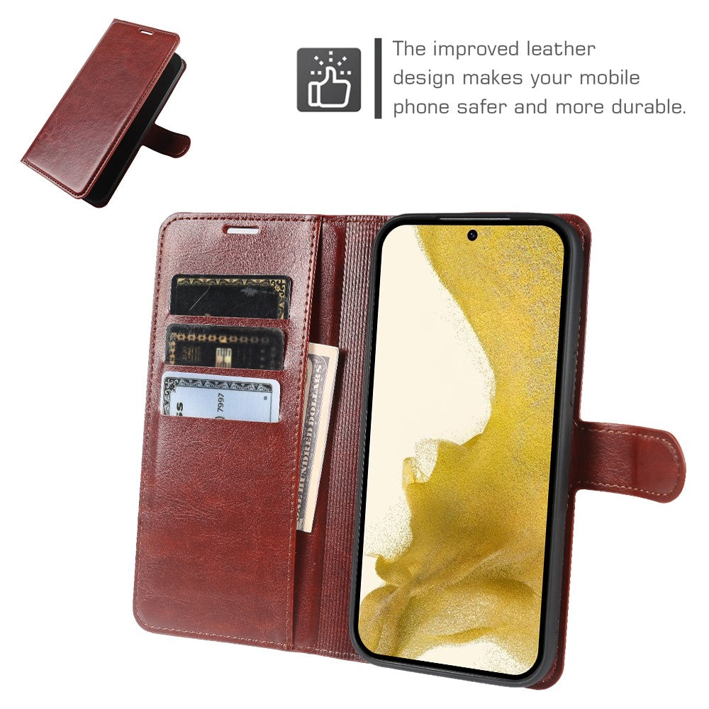 For Samsung Galaxy S22+ 5G Wallet Case Crazy Horse Texture Leather Flip Phone Cover with Magnetic Closure