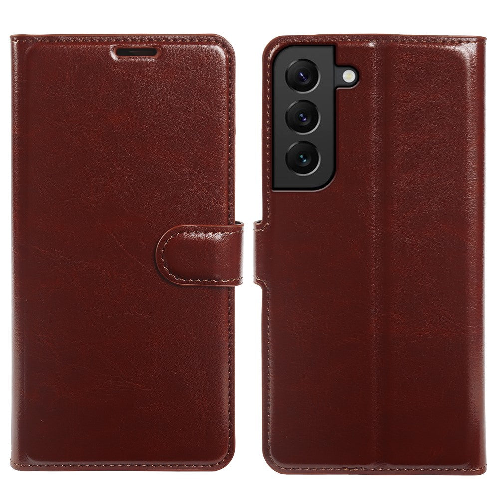 For Samsung Galaxy S22+ 5G Wallet Case Crazy Horse Texture Leather Flip Phone Cover with Magnetic Closure